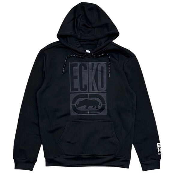 Ecko Unltd Men's Hoodie Classic Felt Logo Pullover Fleece Sweatshirt in Black - Picture 1 of 3